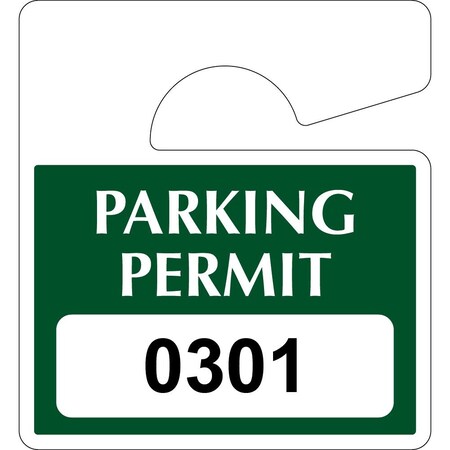 Lustre-Cal Laminated Hanging Parking Permit Green 3in x 2.75in 30mil Plastic Serialized 301-350, 50PK 253813301G0301